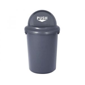 Plastic Push Bin With Hinged Lid - 60 Litre