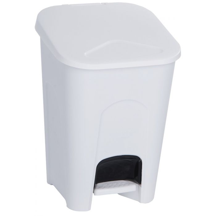 Rectangular Plastic Pedal Bin White 16 Litre